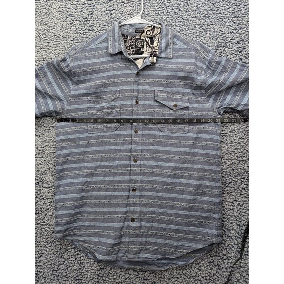 Volcom Linen Boho Button Up Shirt Mens LG Beach Travel Cali Hippie Surfer Skate - Picture 8 of 12